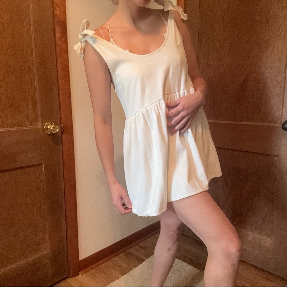 White Beach Dress with Bow Straps